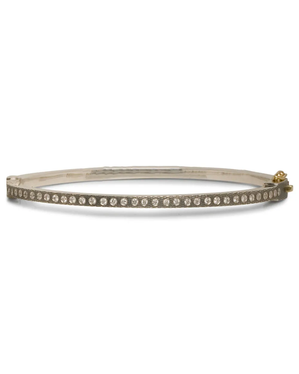 Sterling Silver and Rose Gold Diamond Bangle Bracelet