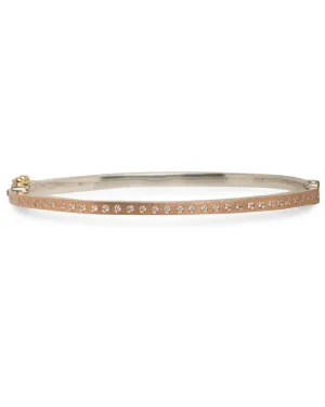 Sterling Silver and Rose Gold Diamond Bangle Bracelet