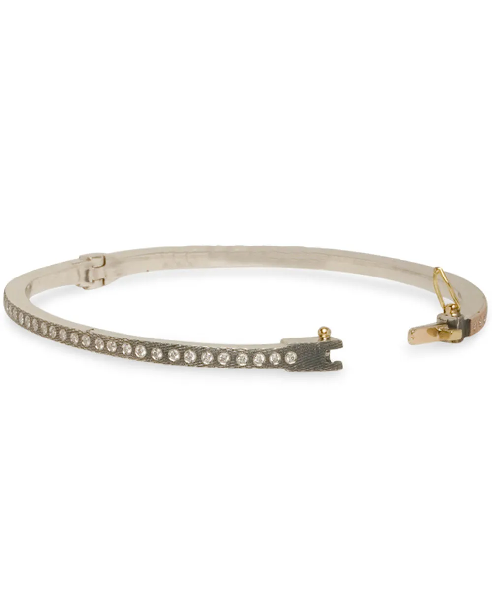 Sterling Silver and Rose Gold Diamond Bangle Bracelet