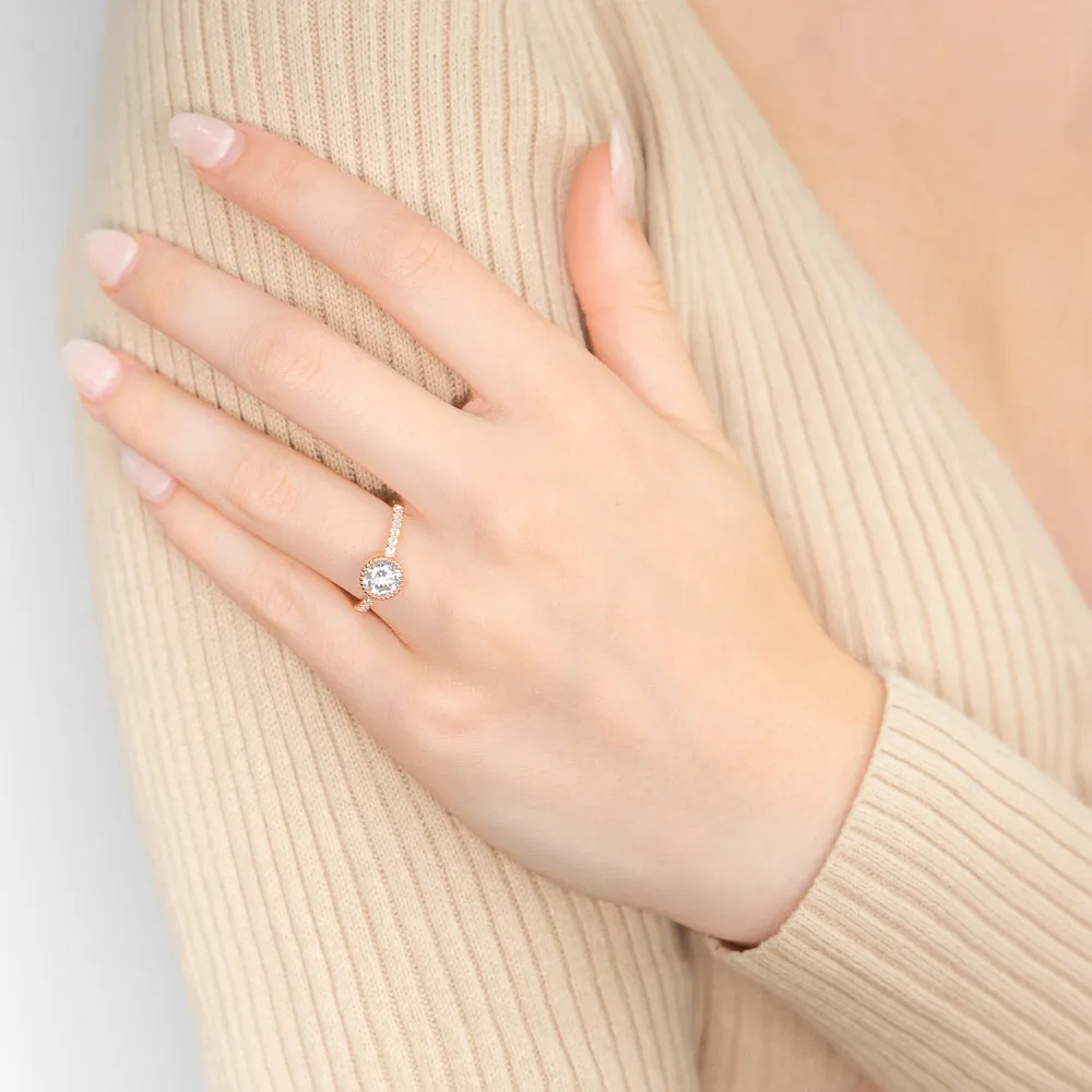 Sterling Silver and Rose Gold Plated Zirconia Ring *No Resize
