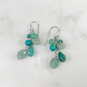 Sterling Silver and Small Beaded Turquoise Earrings