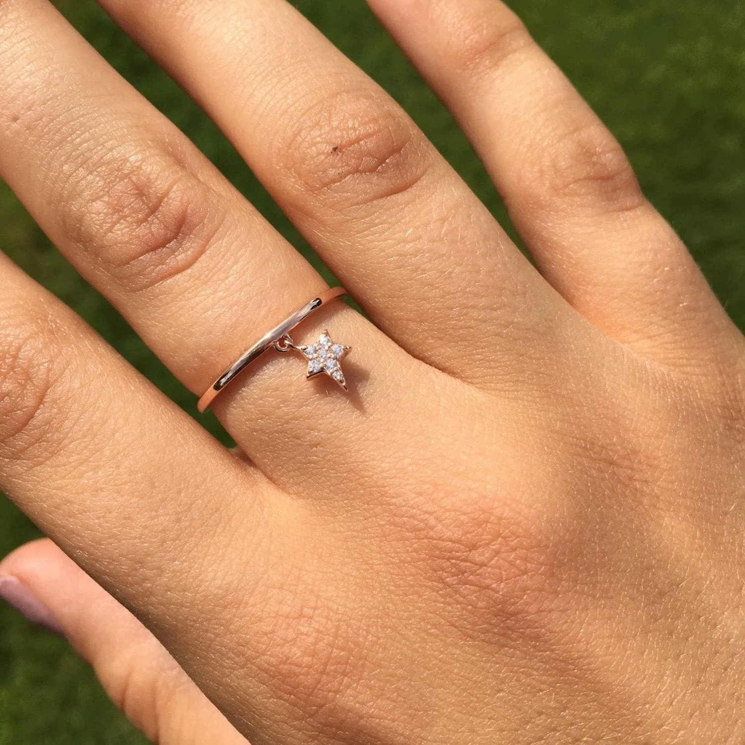 Sterling Silver Charm Ring Rose