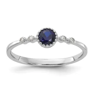 Sterling Silver Created Blue Spinel and White Sapphire Ring