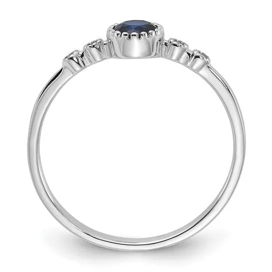 Sterling Silver Created Blue Spinel and White Sapphire Ring