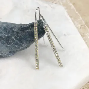 Sterling Silver CZ Stone Bar Wire Earrings