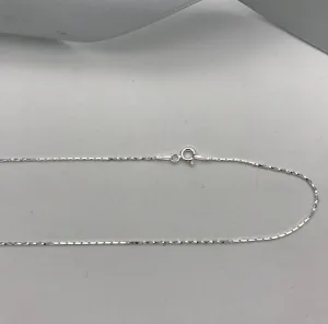 Sterling Silver Flat With Twist Curb Chain Necklace