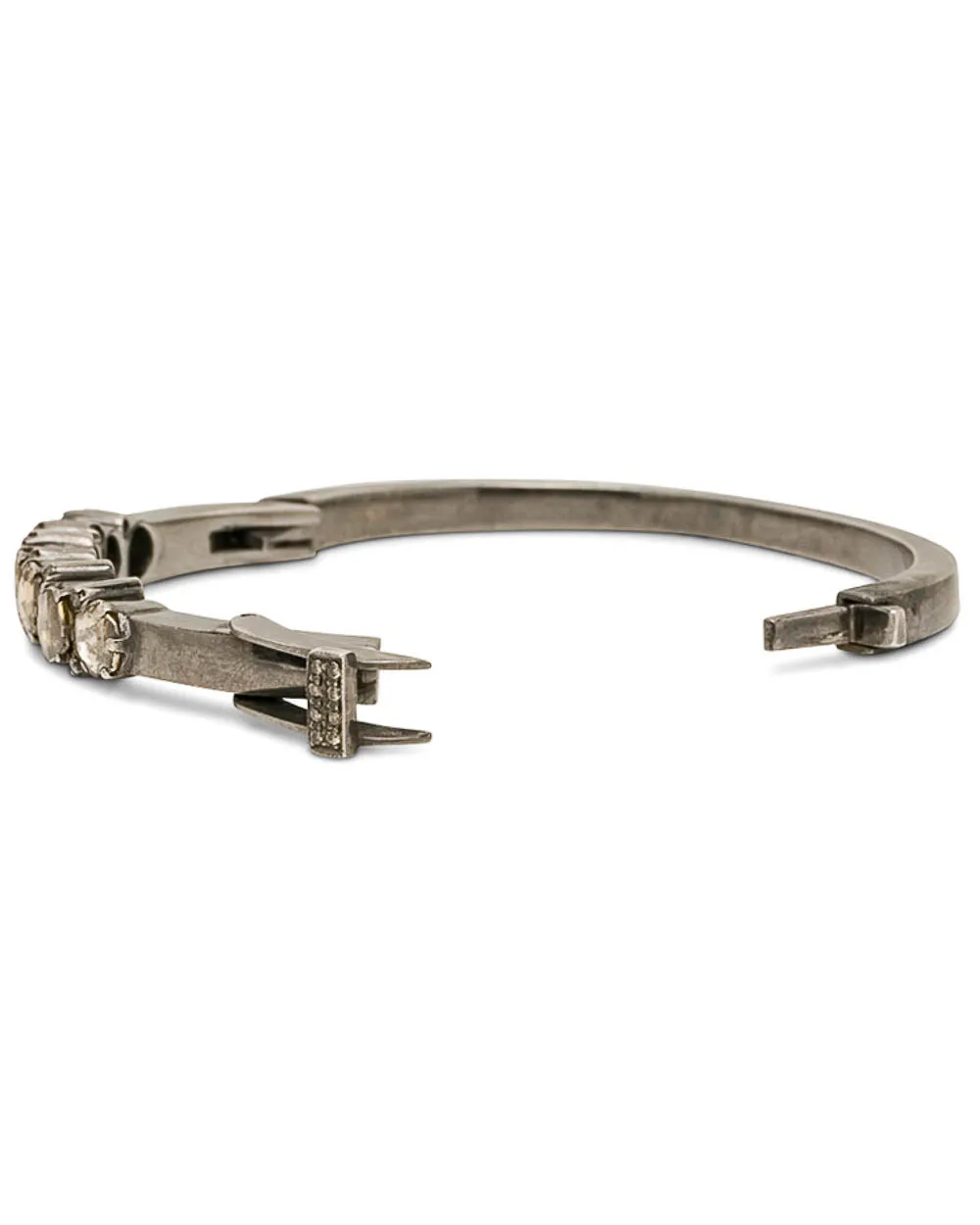 Sterling Silver Front Diamond Bangle Bracelet