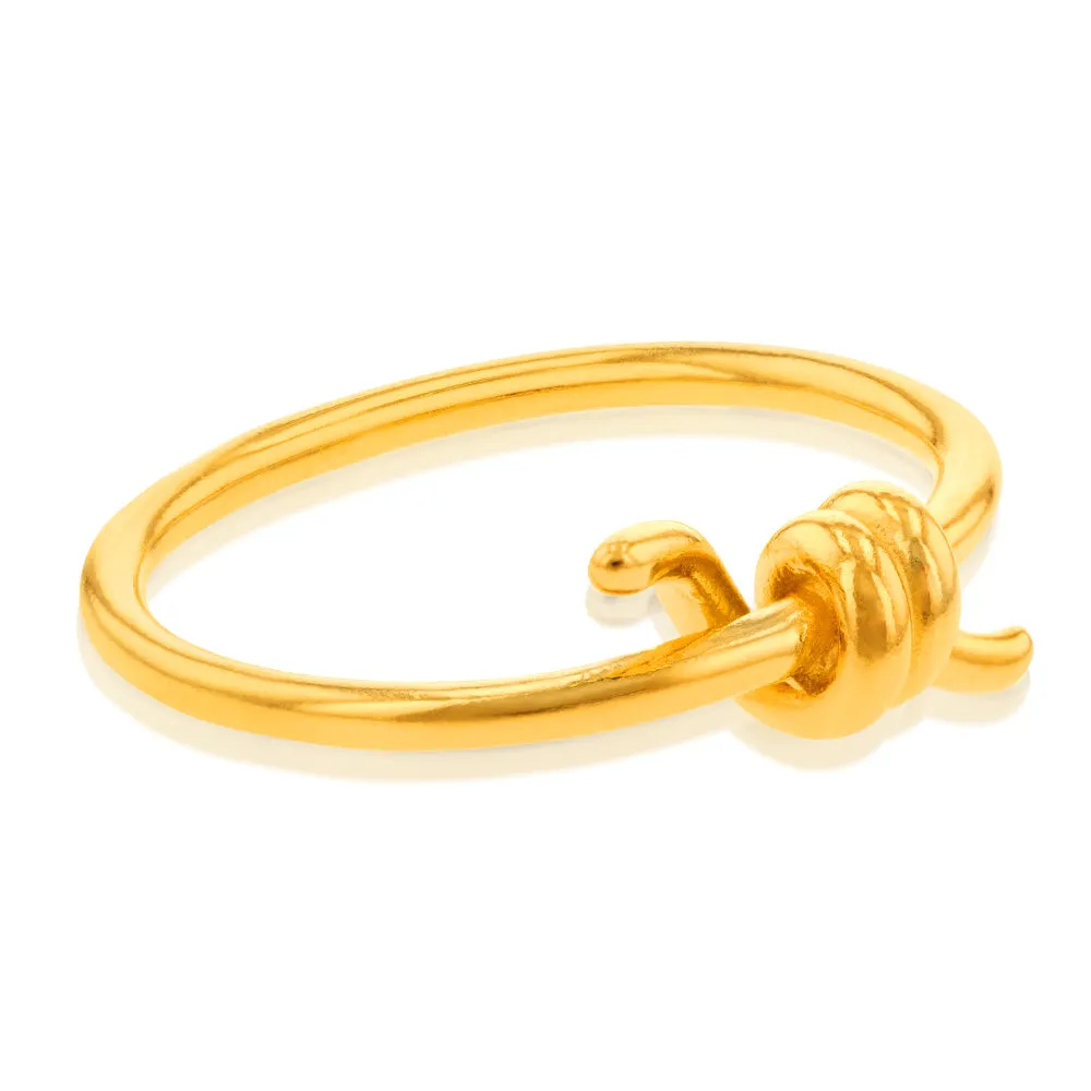Sterling Silver Gold Plated Plain Ring With Knot
