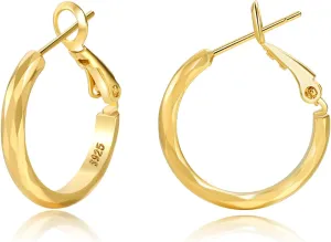 Sterling Silver Hoop Earrings - Diamond-Cut Circle Hoops, Hypoallergenic, 3mm Thin, Oversize 20/30/40/50/60mm