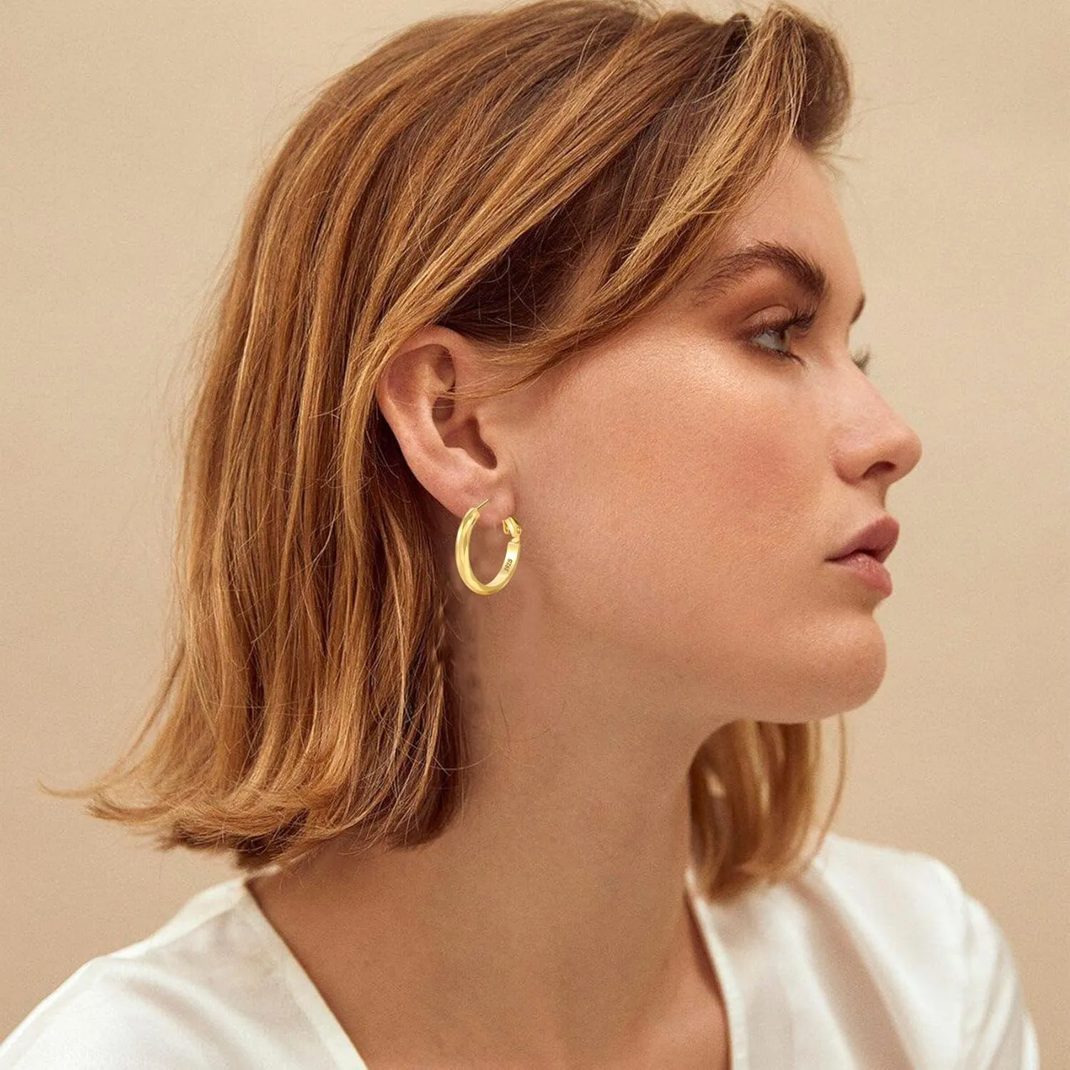 Sterling Silver Hoop Earrings - Diamond-Cut Circle Hoops, Hypoallergenic, 3mm Thin, Oversize 20/30/40/50/60mm