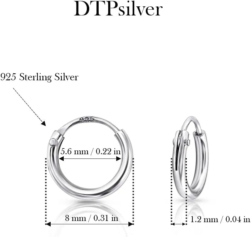Sterling Silver Hoops Earrings Hypoallergenic - Silver Hoop Earrings Men - Large Hoops for Women - Sleeper Earings - Cartilage - Helix - Nose Ring - Huggie Hoop