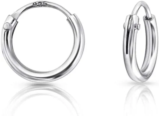 Sterling Silver Hoops Earrings Hypoallergenic - Silver Hoop Earrings Men - Large Hoops for Women - Sleeper Earings - Cartilage - Helix - Nose Ring - Huggie Hoop