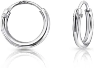 Sterling Silver Hoops Earrings Hypoallergenic - Silver Hoop Earrings Men - Large Hoops for Women - Sleeper Earings - Cartilage - Helix - Nose Ring - Huggie Hoop