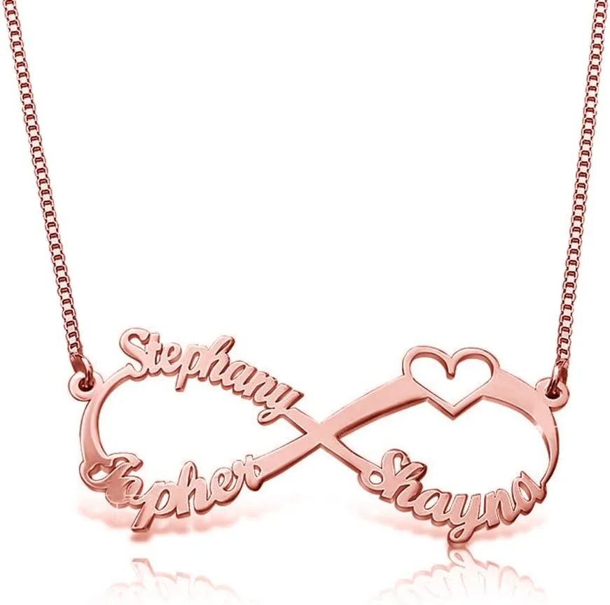 Sterling Silver Personalized Infinity Family Name Necklace Pendant Custom Made with Any Name Personal Jewelry for Women