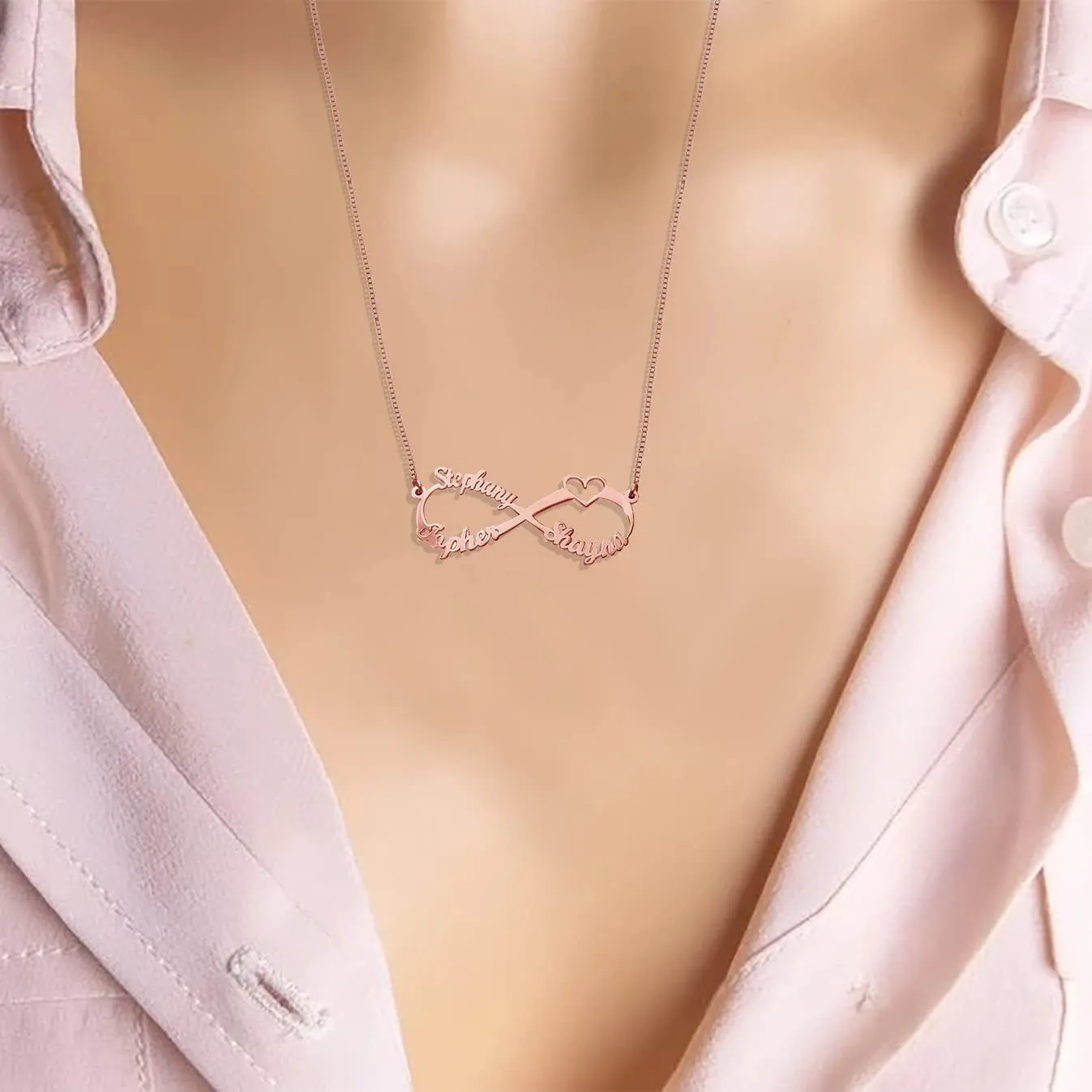 Sterling Silver Personalized Infinity Family Name Necklace Pendant Custom Made with Any Name Personal Jewelry for Women