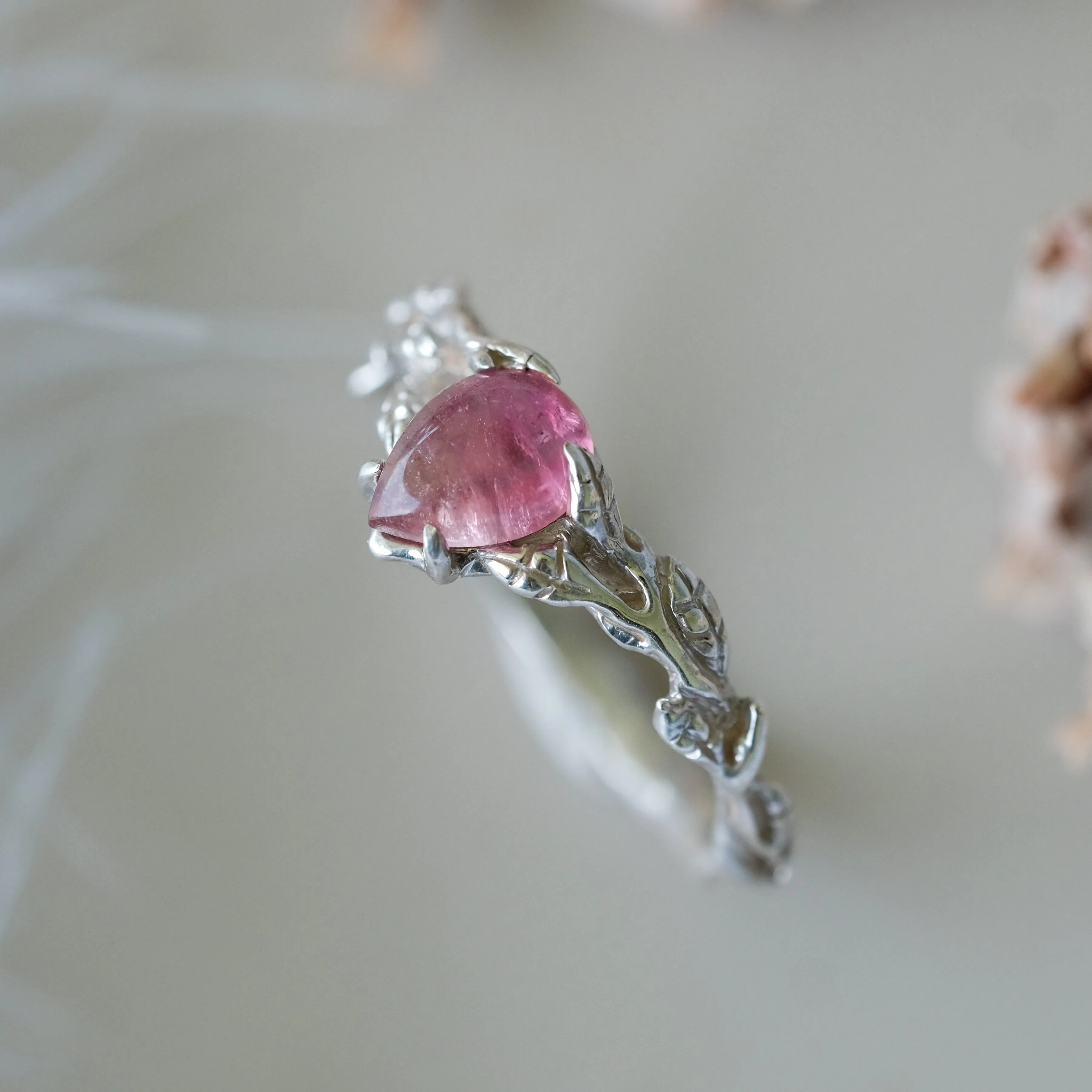 Sterling Silver Pink Tourmaline Ring "Blossom"