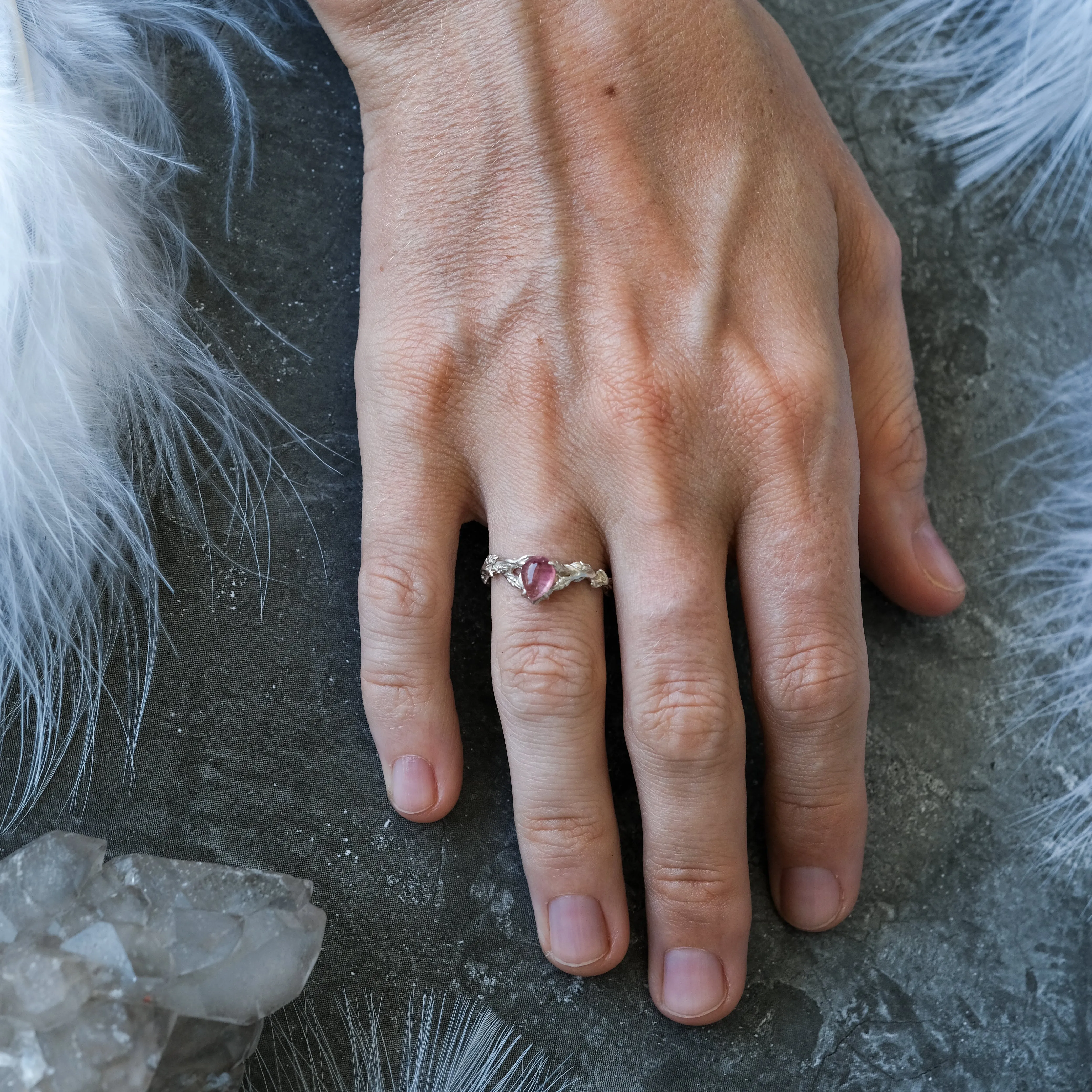 Sterling Silver Pink Tourmaline Ring "Blossom"
