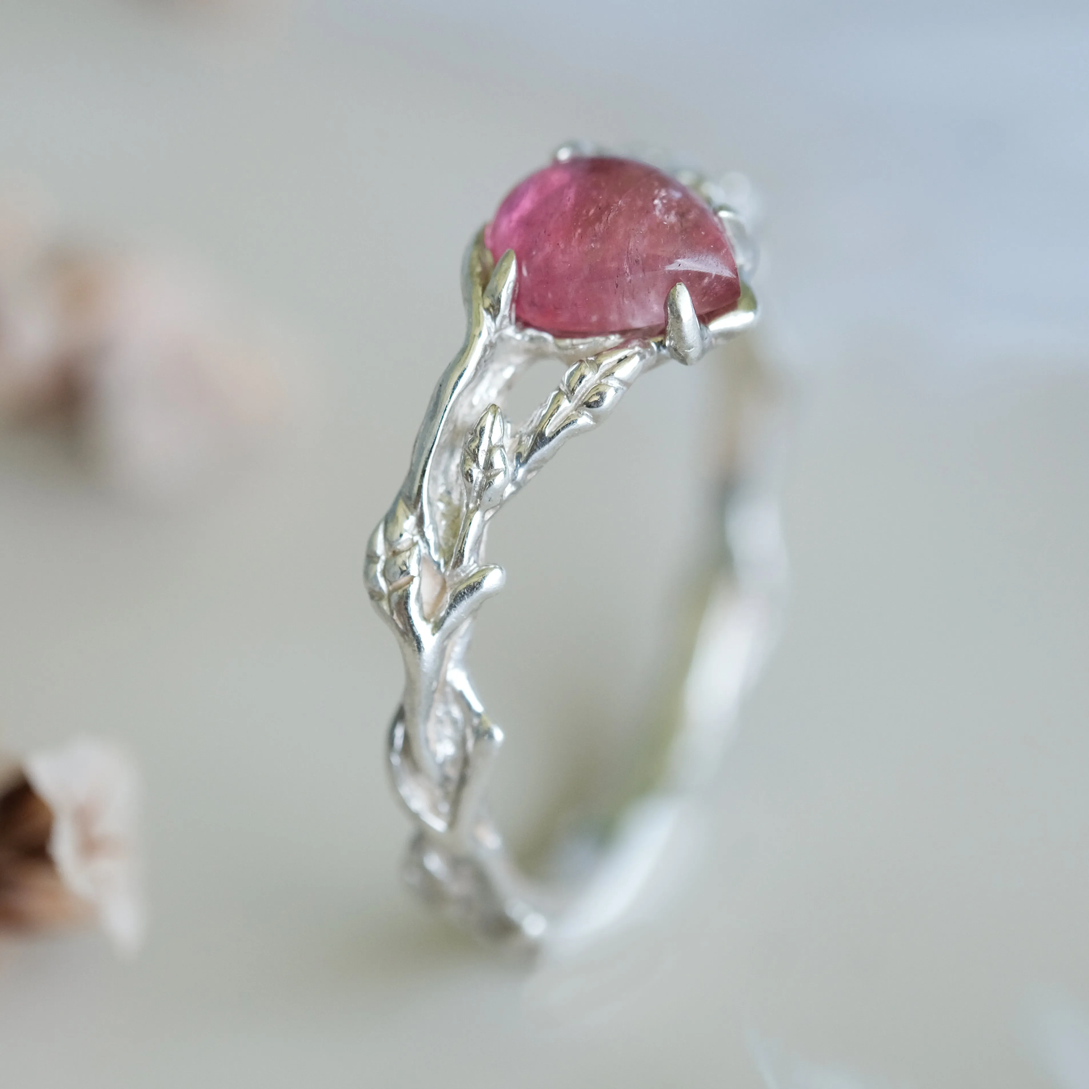 Sterling Silver Pink Tourmaline Ring "Blossom"