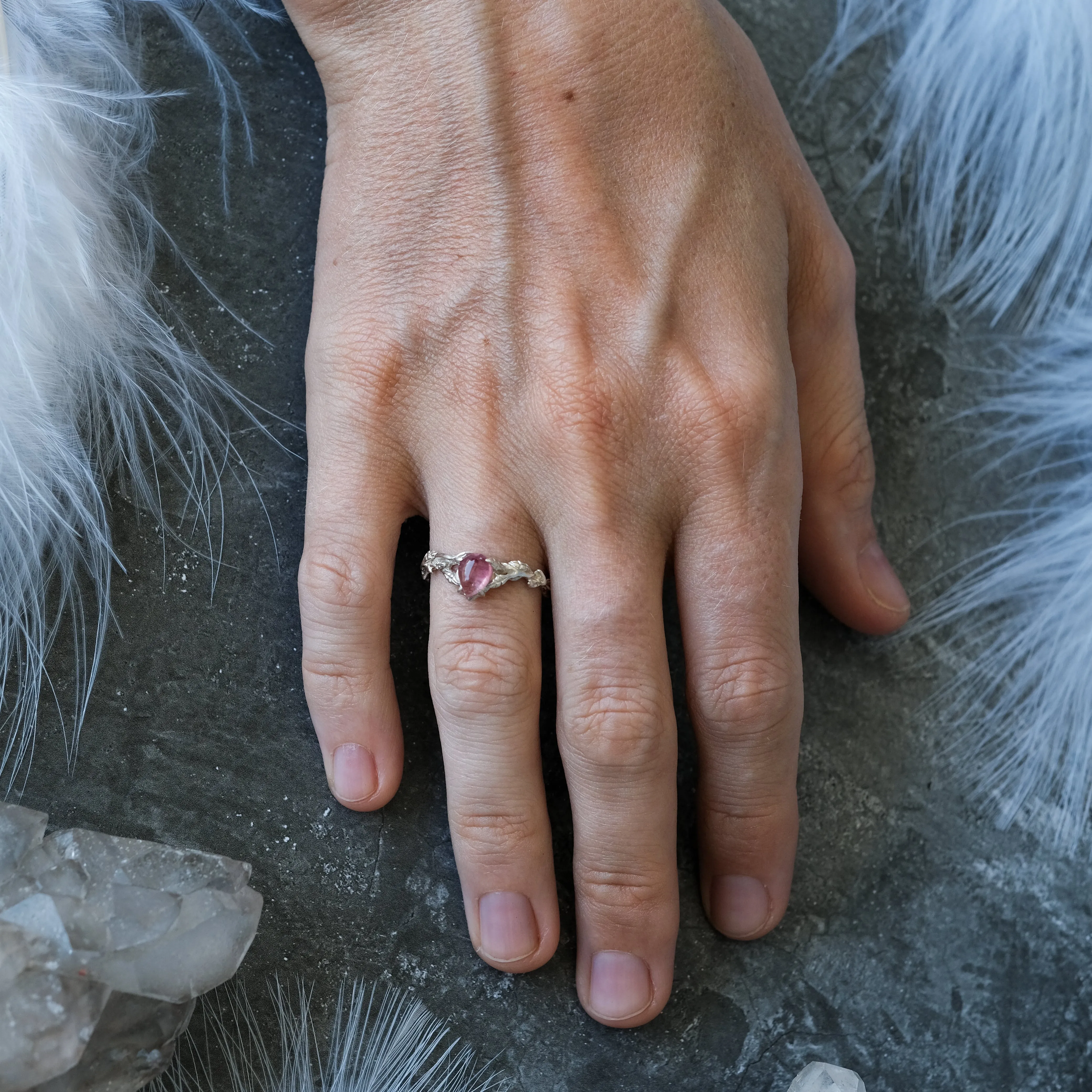 Sterling Silver Pink Tourmaline Ring "Blossom"