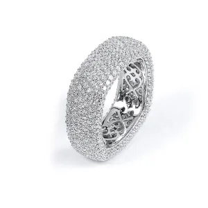 Sterling Silver Rhodium Plated and CZ Square Ring