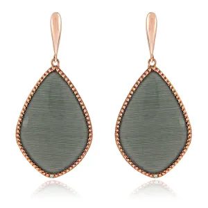 Sterling Silver Rose Gold Plated with a Black Simulated Crystal and CZ Chandelier Earrings