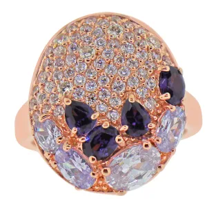 Sterling Silver Rose Gold Plated with Multi-Color CZ Ring