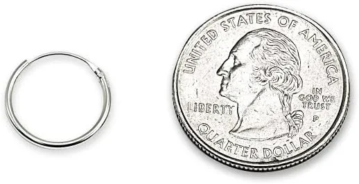 Sterling Silver Small Medium Large Endless Round Thin Lightweight Continuous Endless Hoop Earrings for Women Men