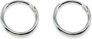 Sterling Silver Small Medium Large Endless Round Thin Lightweight Continuous Endless Hoop Earrings for Women Men