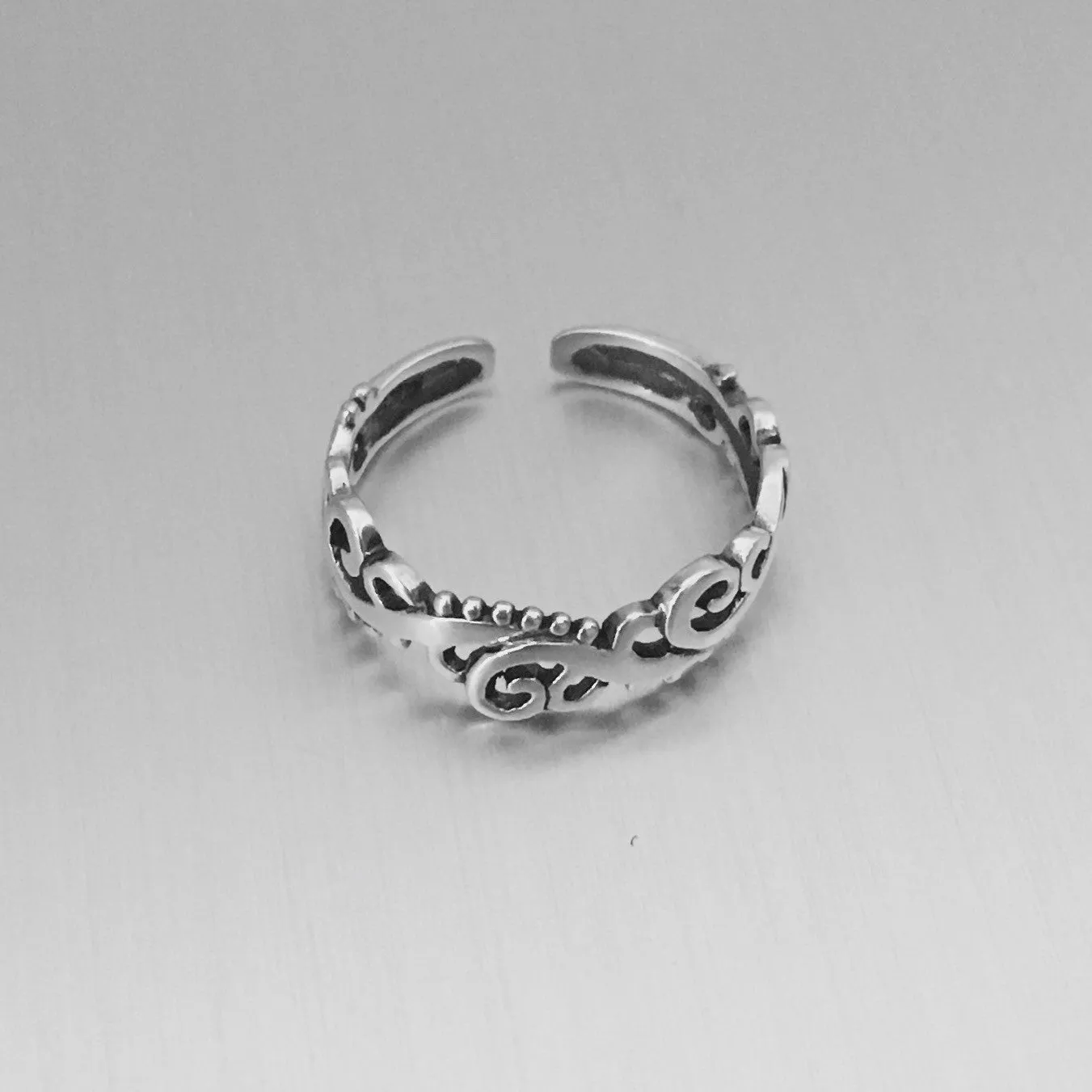 Sterling Silver Swirl Toe Ring, Adjustable Ring, Silver Ring, Rings