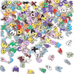 stino 200Pcs A-Z Metal Letter Charms for Jewelry Making, Capital Alphabet Initial Charms