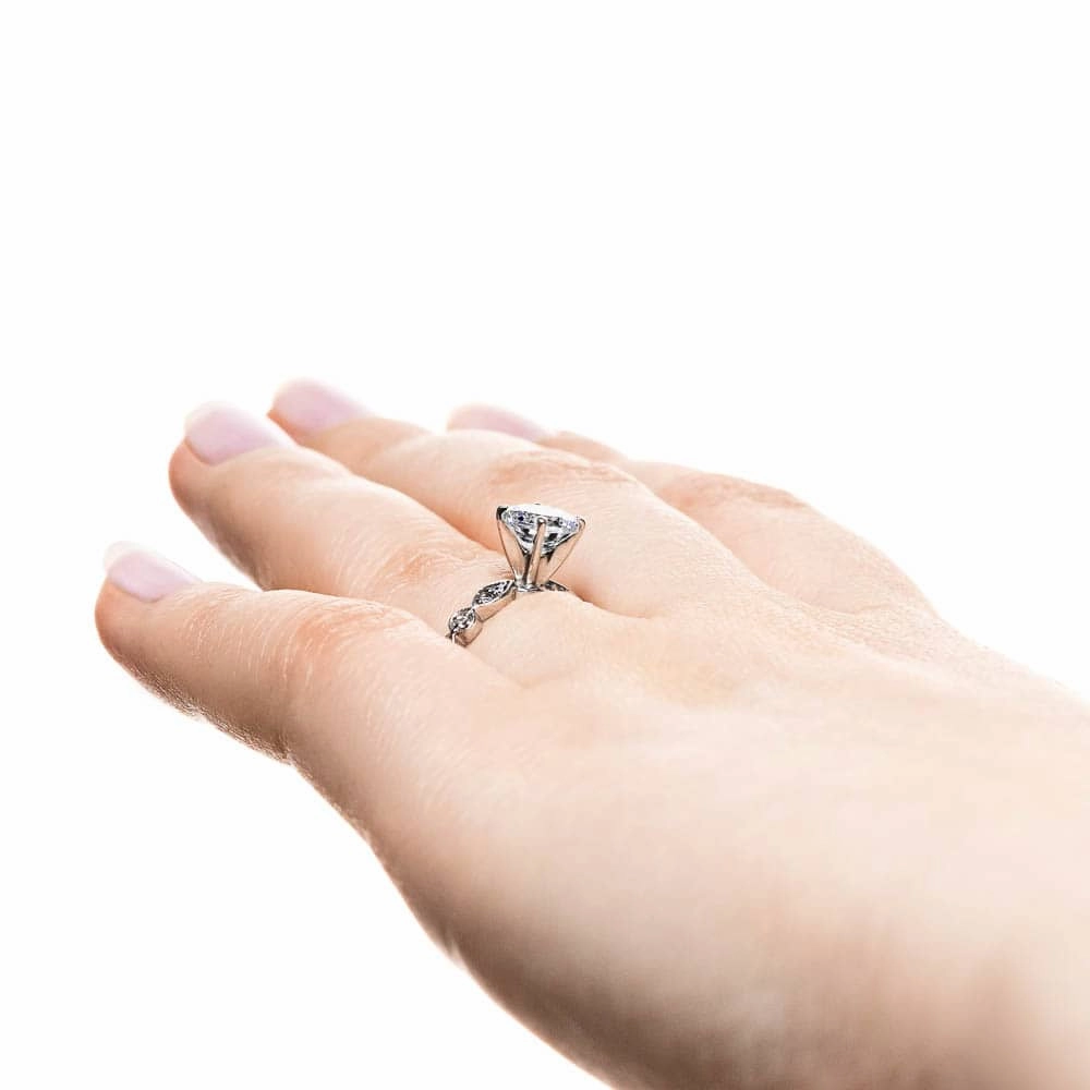 Victoria Lab Grown Diamond Vintage Milgrain Side Stone Engagement Ring Budget Craft