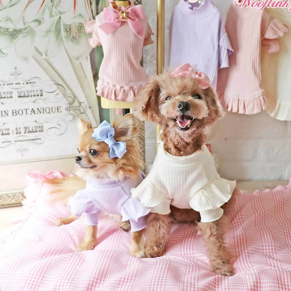 Stripe Dolly Dog Hair Bow in Yellow