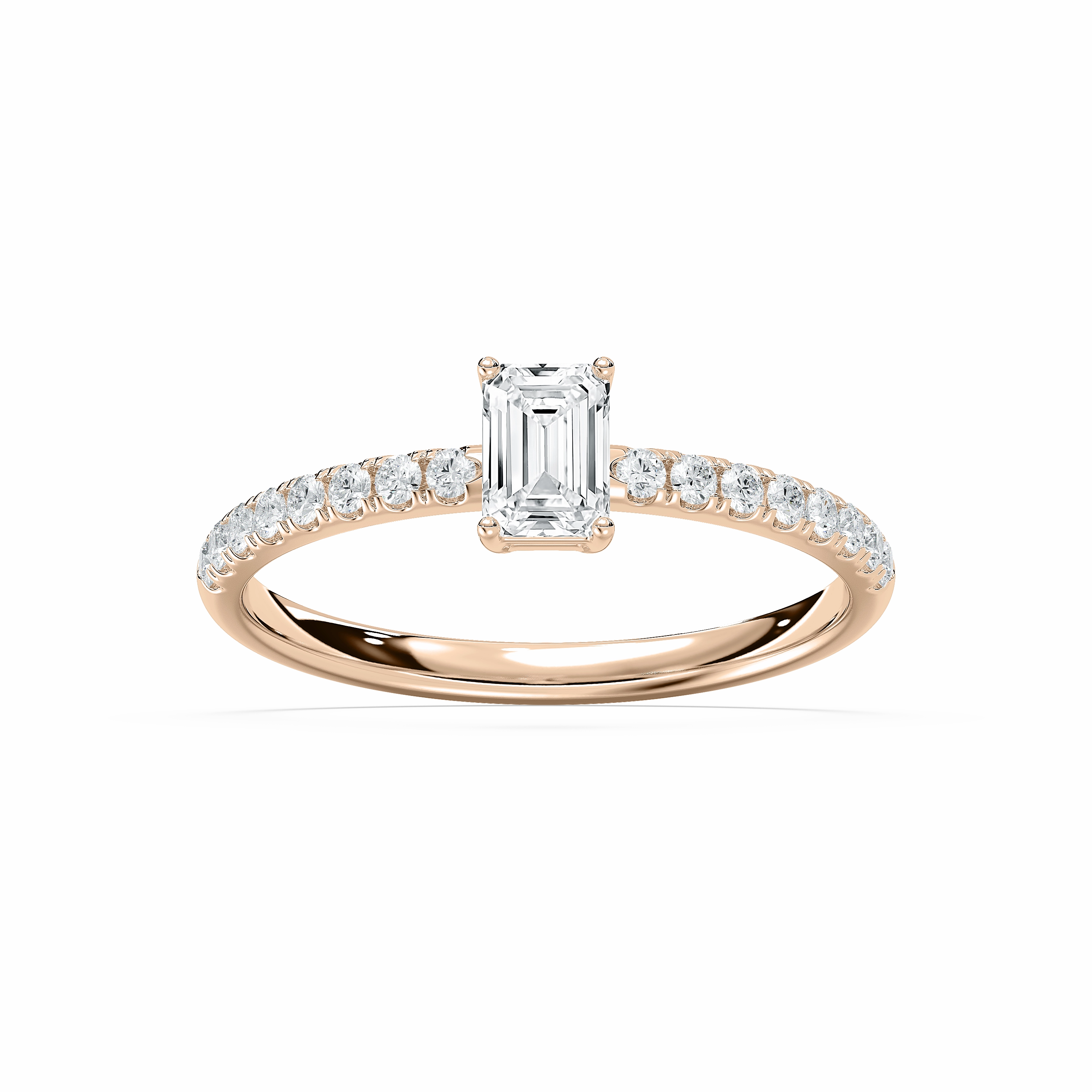 Excellent Embellishment Eirlys 3/4 ctw Emerald Lab Grown Diamond Petite Side Stone Engagement Ring