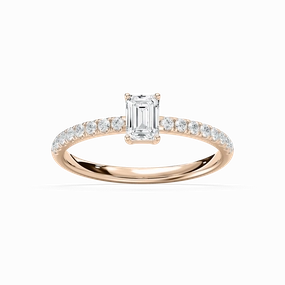 Excellent Embellishment Eirlys 3/4 ctw Emerald Lab Grown Diamond Petite Side Stone Engagement Ring