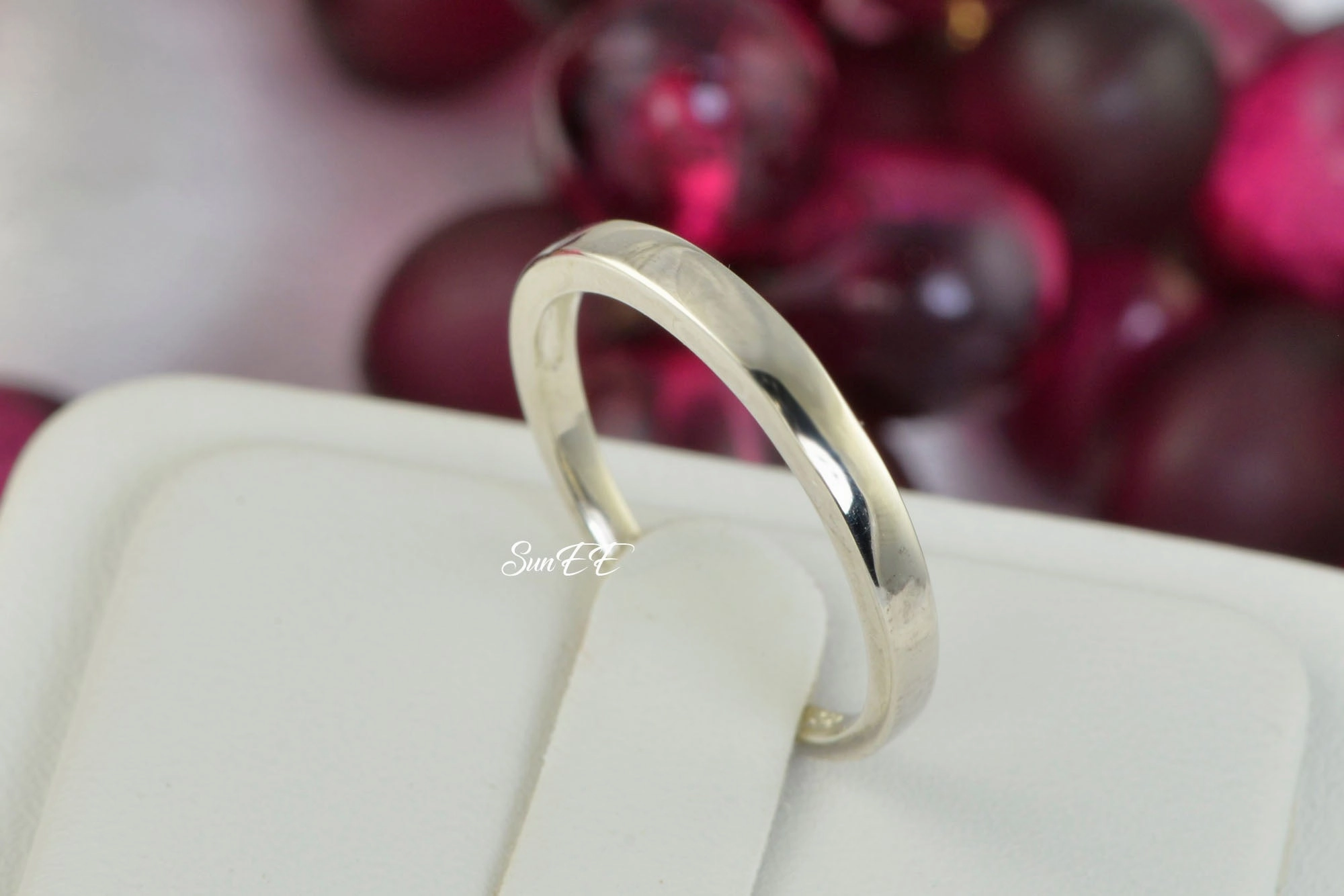 Wedding Engagement Band Stack 925 Sterling Silver Anniversary Ring SKU: 00170 Dainty Glow Trendy Accent