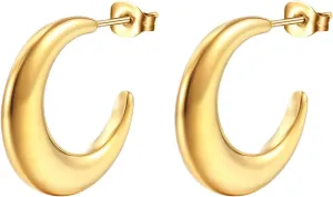 Stud Earring Packs Titanium Steel Earrings Trendy Women's Earrings Minimalist Stainless Steel C Shaped Earrings (A, A), GVtshHIq4