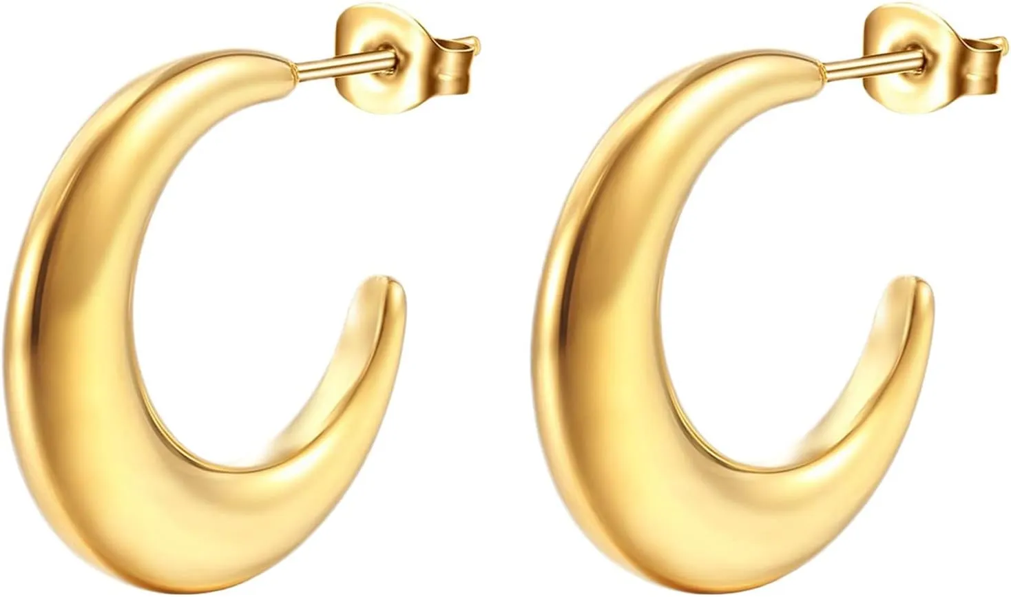 Stud Earring Packs Titanium Steel Earrings Trendy Women's Earrings Minimalist Stainless Steel C Shaped Earrings (A, A), GVtshHIq4