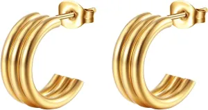 Stud Earring Packs Titanium Steel Earrings Trendy Women's Earrings Minimalist Stainless Steel C Shaped Earrings (D, D), GVtshHIq4