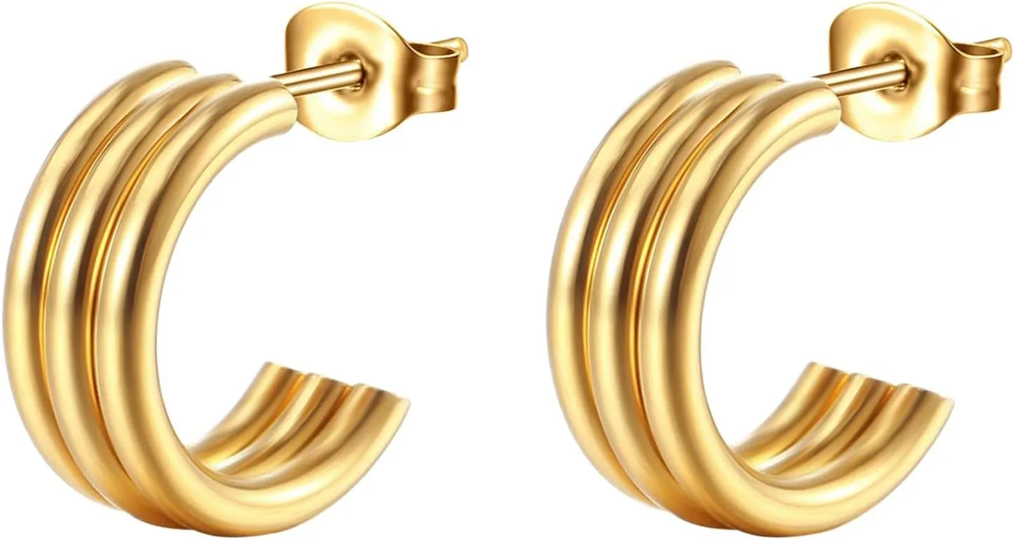 Stud Earring Packs Titanium Steel Earrings Trendy Women's Earrings Minimalist Stainless Steel C Shaped Earrings (D, D), GVtshHIq4