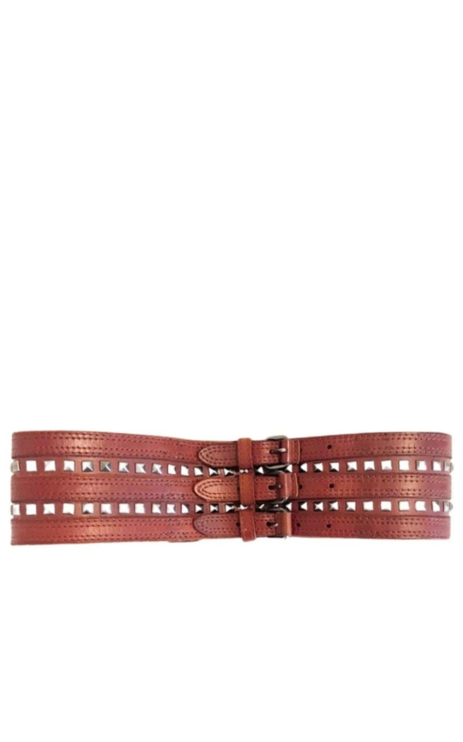Studded Cognac Waist Leather Belt