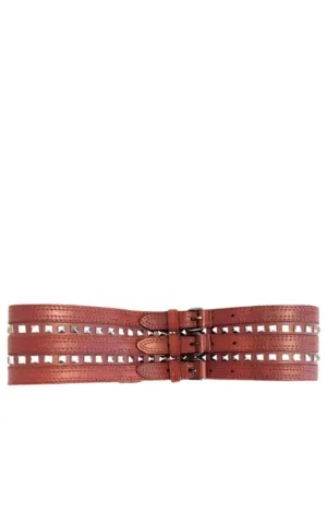 Studded Cognac Waist Leather Belt