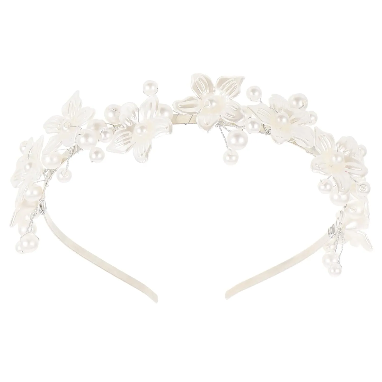 Stunning Pearl Headband Wedding Headpiece Flower Faux Pearl Hair Accessory for Bride