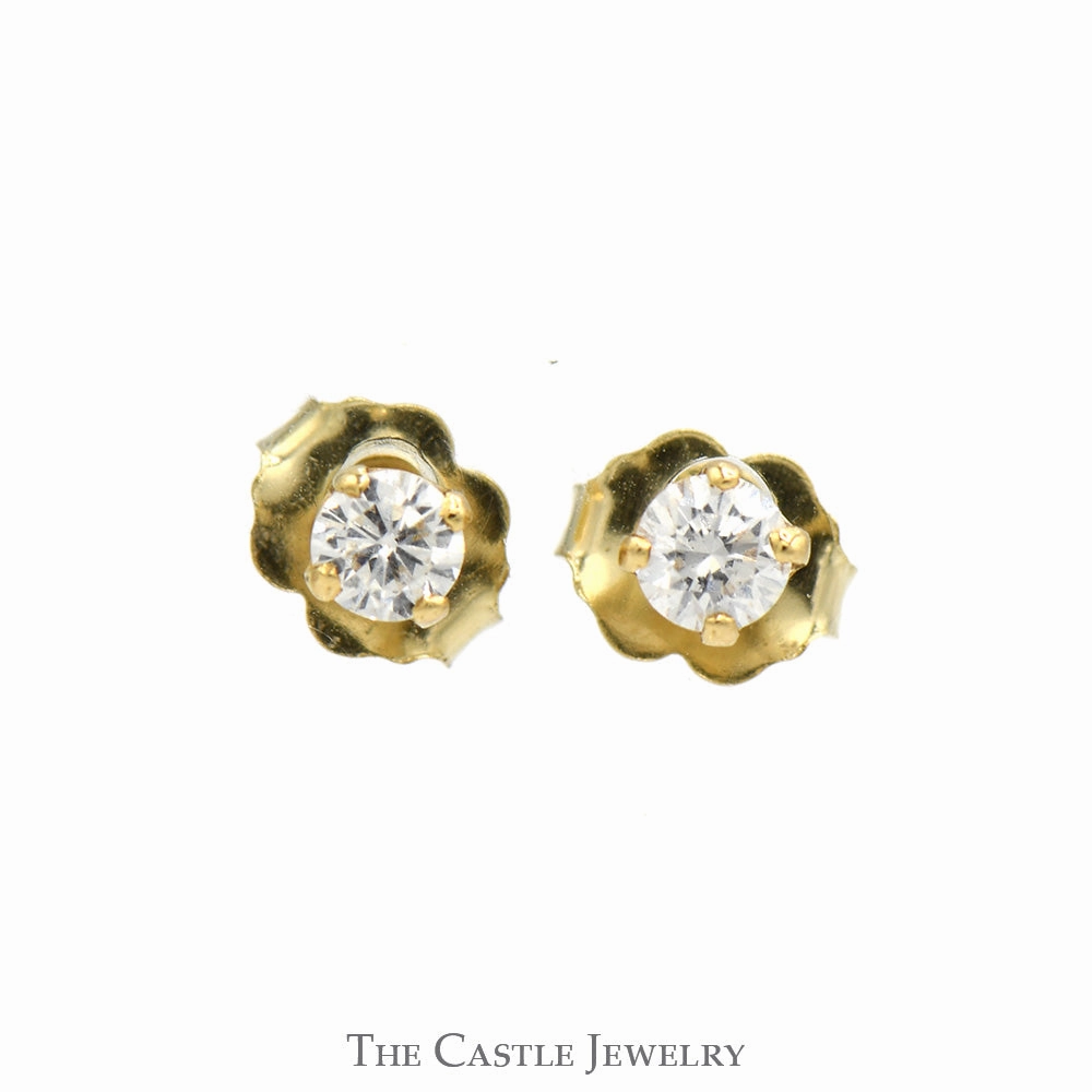 Affordable Must-Have Unique Ornament 1/4cttw Round Diamond Stud Earrings in 10k Yellow Gold Butterfly Pushbacks