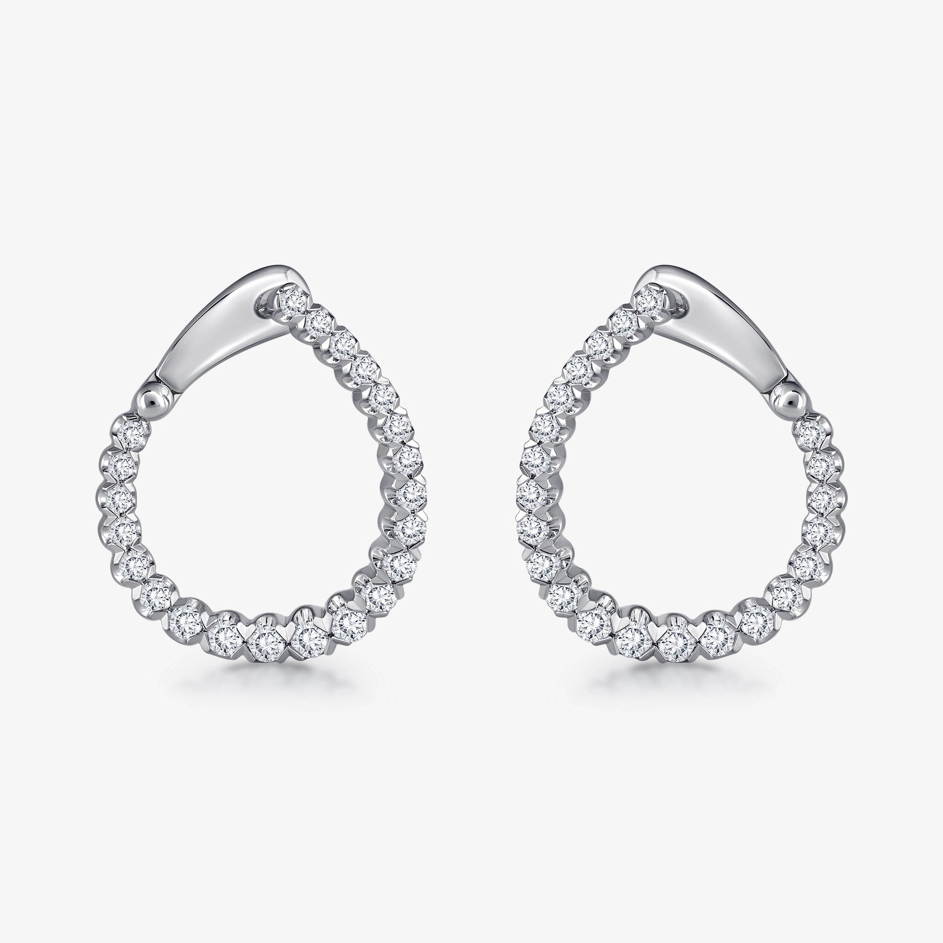 Fashionable Option Round Lab Grown Diamond Hinged Back Huggie Hoop Earrings
