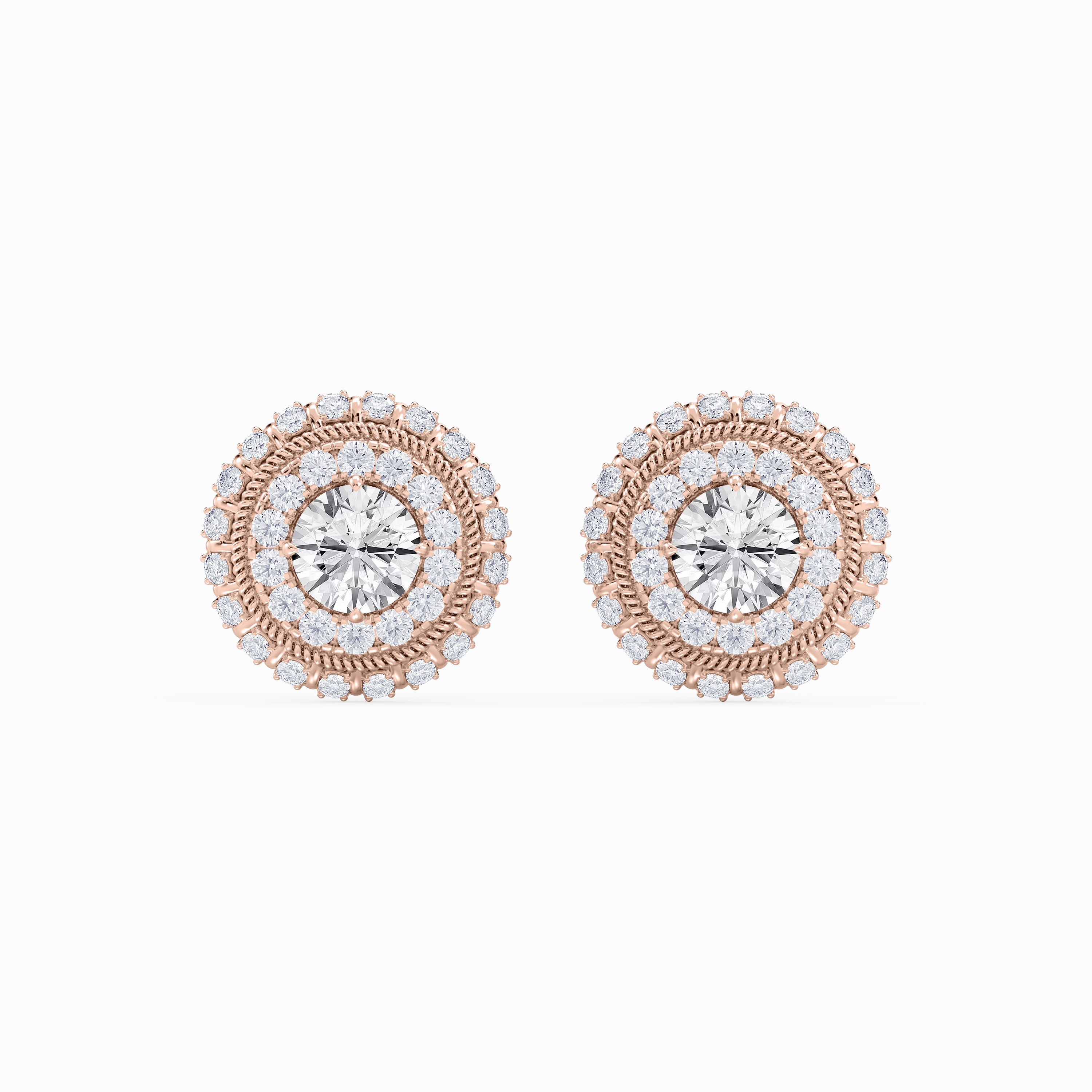 Decorative Detail Oversized Embellishment 3 ? ctw Round Lab Grown Diamond Studs and Rope Halo Jacket Set