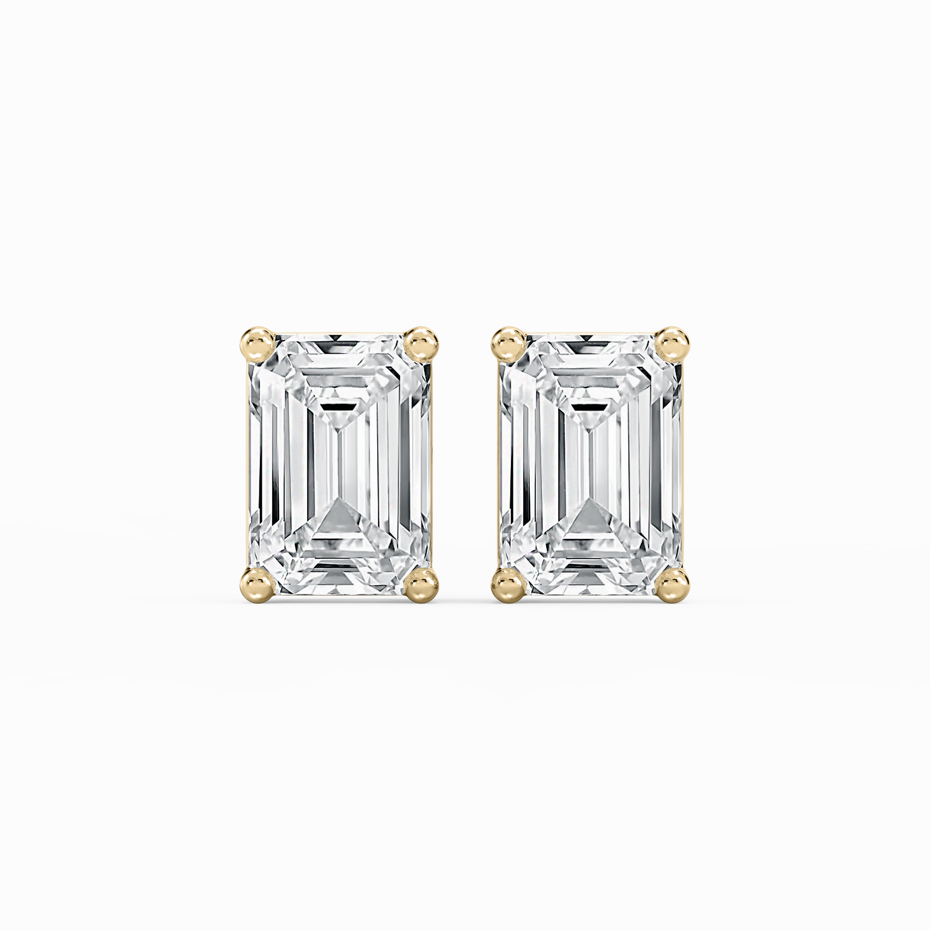 Delicate Detail Charming Ornament Emerald Lab Grown Diamond Classic Four Prong Basket Threaded Stud Earrings