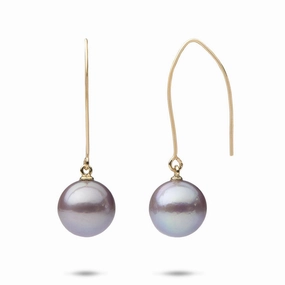 Ultraviolet Freshwater Pearl Hook Earrings in Gold - 10-11mm Personalized Craft