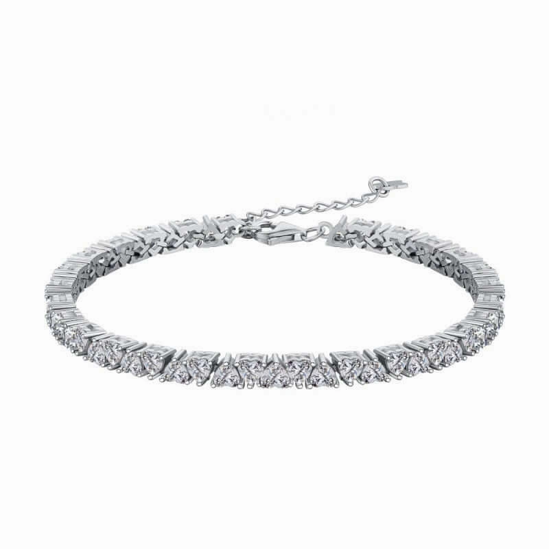 925 Sterling Silver Love Pink Diamond Tennis Bracelet Winter Glam Trusted Companion