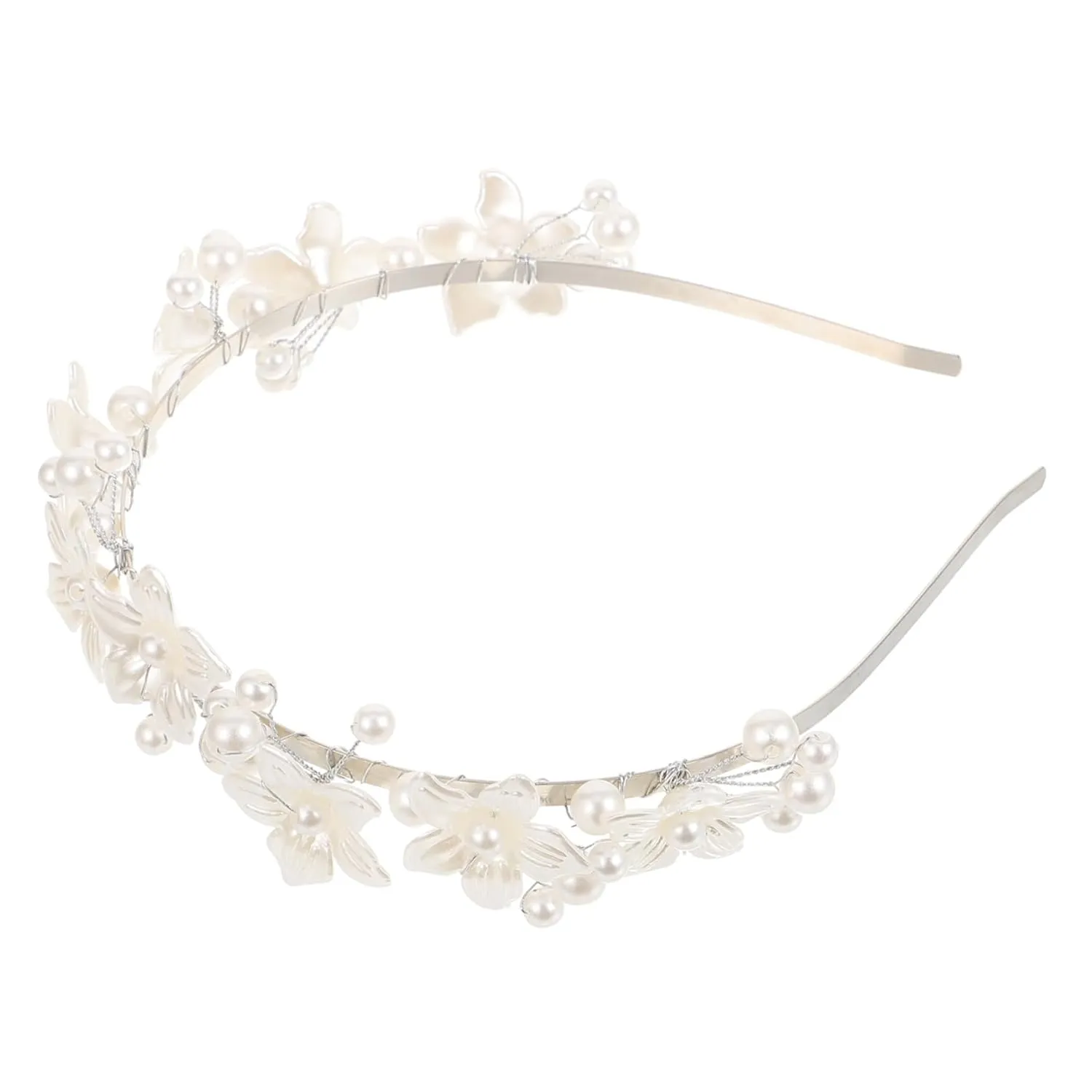 Stylish Pearl Flower Headband Wedding Hair Piece Faux Pearl Headpiece Bridal Accessory for Bridesmaids