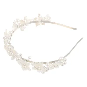 Stylish Pearl Flower Headband Wedding Hair Piece Faux Pearl Headpiece Bridal Accessory for Bridesmaids